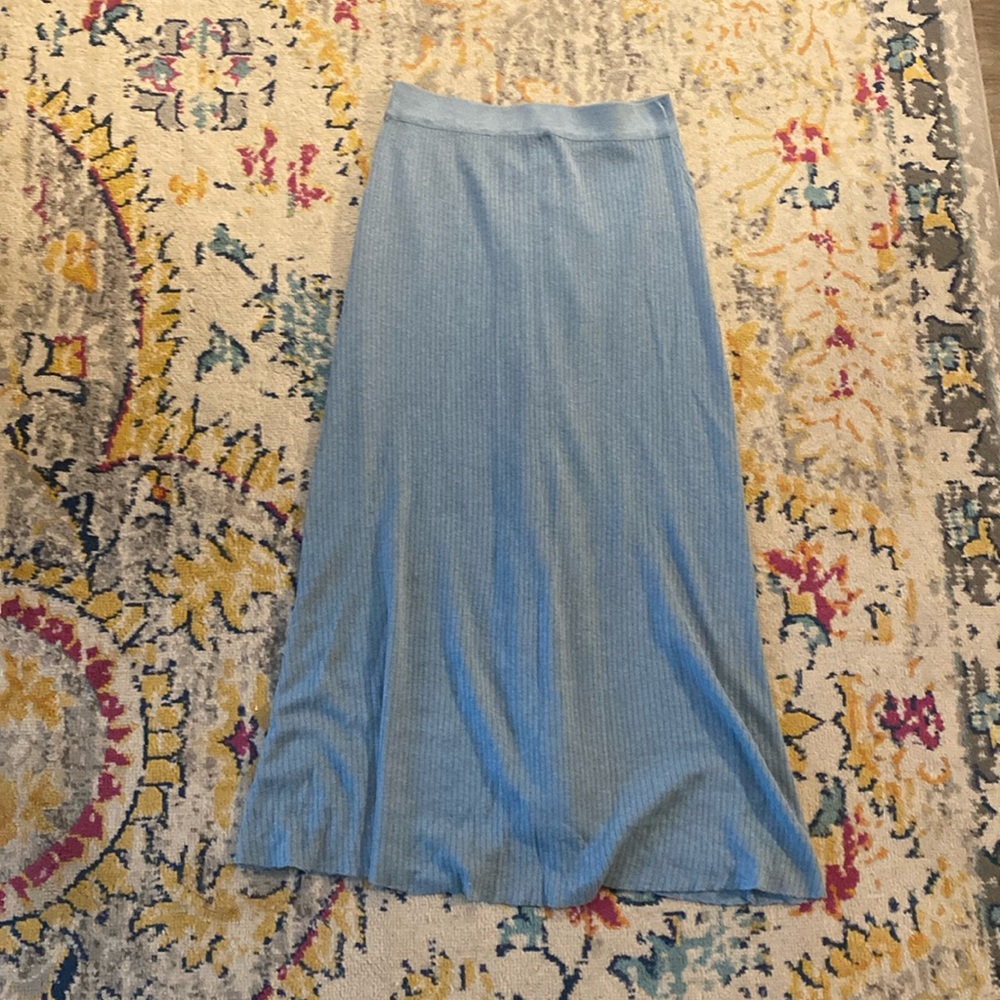 Light blue knit maxi skirt